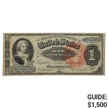 FR. 217 1886 $1 ONE DOLLAR MARTHA WASHINGTON SILVER CERTIFICATE CURRENCY NOTE VERY FINE