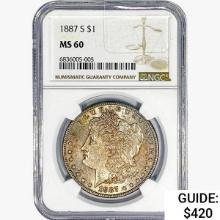 1887-S Morgan Silver Dollar NGC MS60