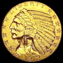 1912 $5 Gold Half Eagle CLOSELY UNCIRCULATED