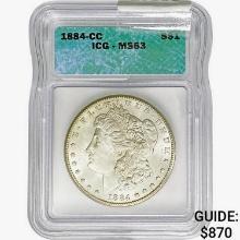 1884-CC Morgan Silver Dollar ICG MS63
