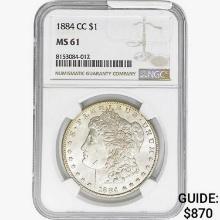 1884-CC Morgan Silver Dollar NGC MS61