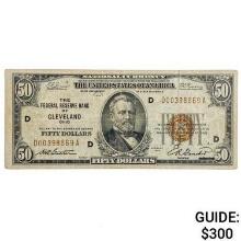 FR. 1880-D 1929 $50 FRBN FEDERAL RESERVE BANK NOTE CLEVELAND, OH VERY FINE