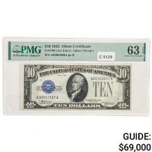 FR. 1700 1933 $10 TEN DOLLARS SILVER CERTIFICATE PMG CHOICE UNCIRCULATED-63EPQ KING OF SILVERS RARE