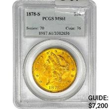 1878-S $20 Gold Double Eagle PCGS MS61