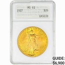 1927 $20 Gold Double Eagle PNG MS61
