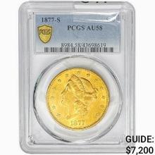 1877-S $20 Gold Double Eagle PCGS AU58