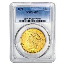 1872 $20 Gold Double Eagle PCGS AU53