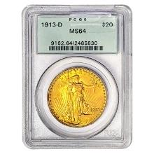 1913-D $20 Gold Double Eagle PCGS MS64
