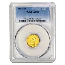 1851-O $2.50 Gold Quarter Eagle PCGS AU55