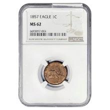 1857 Flying Eagle Cent NGC MS62