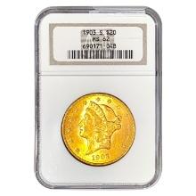 1903 $20 Gold Double Eagle NGC MS62