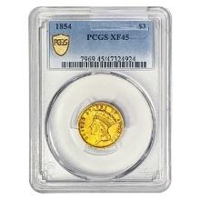 1854 $3 Gold Piece PCGS XF45