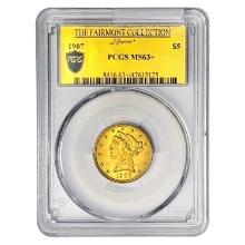 1907 $5 Gold Half Eagle PCGS MS63+