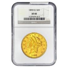 1890-CC $20 Gold Double Eagle NGC XF45