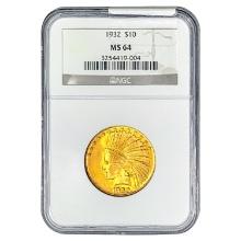 1932 $10 Gold Eagle NGC MS64