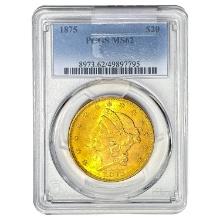 1875 $20 Gold Double Eagle PCGS MS62