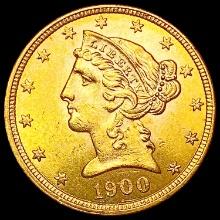 1900 $5 Gold Half Eagle UNCIRCULATED