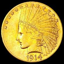 1914 $10 Gold Eagle CLOSELY UNCIRCULATED