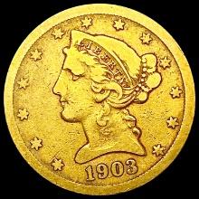 1903-S $5 Gold Half Eagle NICELY CIRCULATED