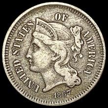 1867 Nickel Three Cent LIGHTLY CIRCULATED