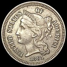 1881 Nickel Three Cent CLOSELY UNCIRCULATED