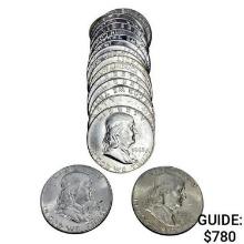 1962-1963 D BU Franklin Half Dollar Roll (20 coins)