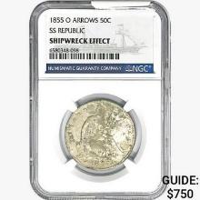 1855-O Seated Lib. 50C NGC Shipwreck Effect SS REP. ARWS