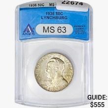 1936 Lynchburg Half Dollar ANACS MS63