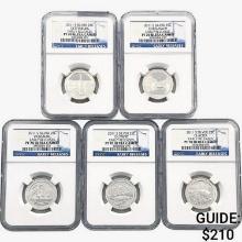 2011-S [5] State Silver Quarters NGC PF70 UC, ER