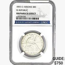 1855-O Seated Lib. 50C NGC Shipwreck Effect SS REP. ARWS