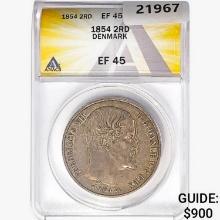 1854 2 Rigsdaler Denmark ANACS EF45