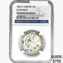 1854-O Seated Lib. 50C NGC Shipwreck Effect SS REP. ARWS