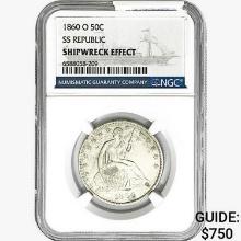 1860-O Seated Lib. 50C NGC Shipwreck Effect SS REP.