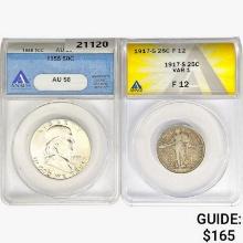 1917&1955 [2] 1 25C, 1 50C ANACS