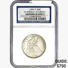 1859-O Seated Lib. 50C NGC Shipwreck Effect SS REP. DBL 1