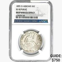 1855-O Seated Lib. 50C NGC Shipwreck Effect SS REP. ARWS