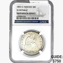 1855-O Seated Lib. 50C NGC Shipwreck Effect SS REP. ARWS