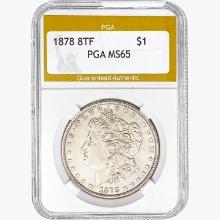 1878 8TF Morgan Silver Dollar PGA MS65