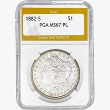 1882-S Morgan Silver Dollar PGA MS67 PL