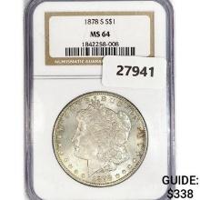 1878-S Morgan Silver Dollar NGC MS64