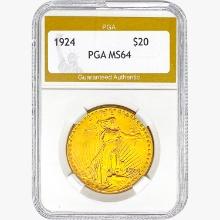 1924 $20 Gold Double Eagle PGA MS64