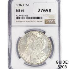 1887-O Morgan Silver Dollar NGC MS61