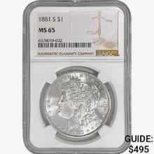 1881-S Morgan Silver Dollar NGC MS65