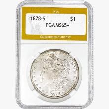 1878-S Morgan Silver Dollar PGA MS65+