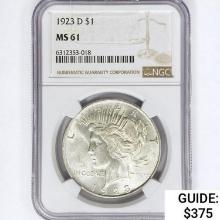 1923-D Silver Peace Dollar NGC MS61