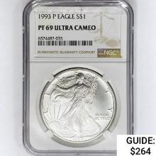 1993 American 1oz Silver Eagle NGC PF69 UC