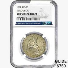 1860-O Seated Lib. 50C NGC Shipwreck Effect SS REP.