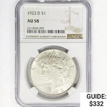 1923-D Silver Peace Dollar NGC AU58