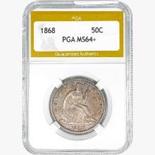 1868 Seated Liberty Half Dollar PGA MS64+