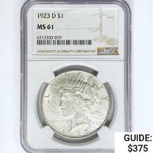 1923-D Silver Peace Dollar NGC MS61